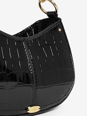 Lipsy Black Mini Top Handle Bag with Bamboo Style Handle - Image 3 of 4