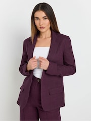 Long Tall Sally Purple Textured Linen Blazer - Image 1 of 5