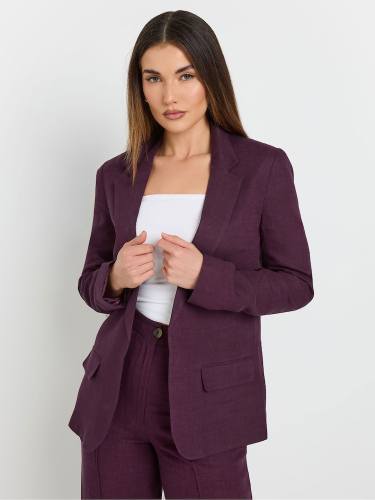Long Tall Sally Purple Textured Linen Blazer - Image 1 of 5