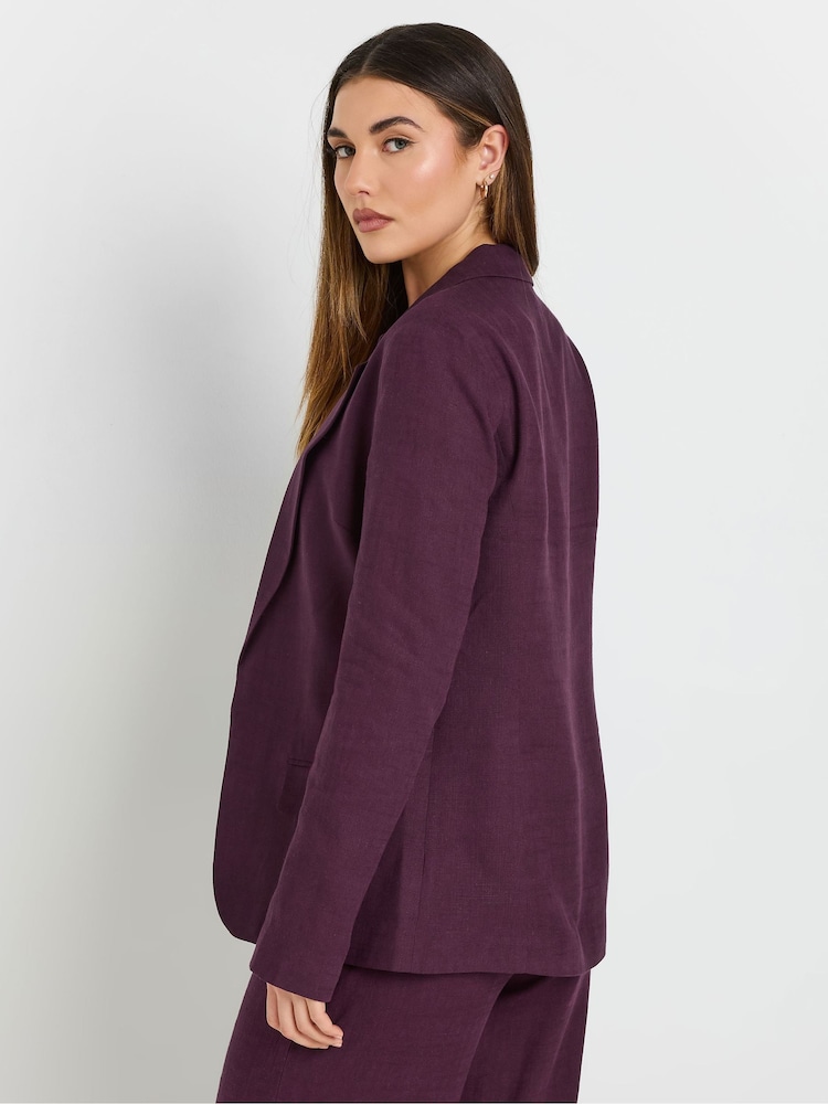 Long Tall Sally Purple Textured Linen Blazer - Image 3 of 5
