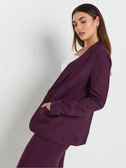 Long Tall Sally Purple Textured Linen Blazer - Image 4 of 5