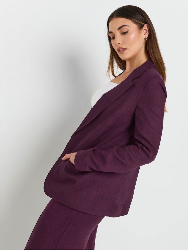 Long Tall Sally Purple Textured Linen Blazer - Image 4 of 5