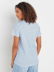 M&Co Light Blue Shells Short Sleeve 100% Cotton Henley Top - Image 3 of 5