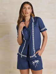 Long Tall Sally Blue Embroidered Shirt - Image 1 of 5