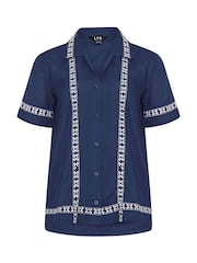 Long Tall Sally Blue Embroidered Shirt - Image 5 of 5