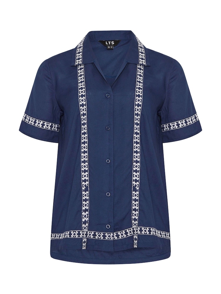 Long Tall Sally Blue Embroidered Shirt - Image 5 of 5