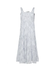Yours Curve Blue Tiered Shirred 100% Cotton Sundress - Image 5 of 5