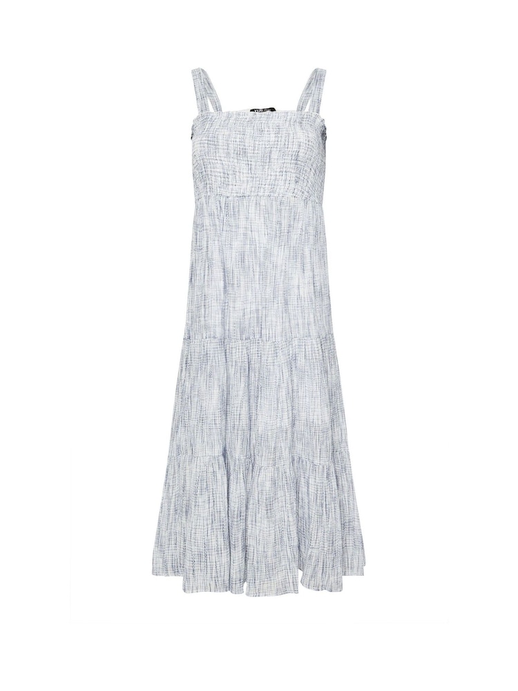 Yours Curve Blue Tiered Shirred 100% Cotton Sundress - Image 5 of 5