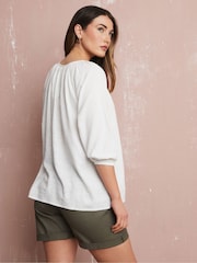 Long Tall Sally White Boho Linen Top - Image 3 of 7