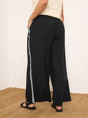 Yours Curve Black Embroidery Wide Leg Trousers - Image 3 of 5