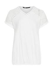 Yours Curve White Grown On Bubble Hem Crochet 100% Cotton Blouses - Image 5 of 5