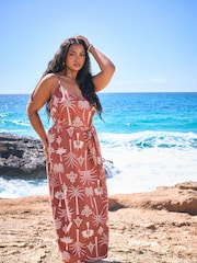 Yours Curve Orange Beaded Cami Dress - Image 2 of 4