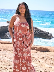 Yours Curve Orange Beaded Cami Dress - Image 3 of 4