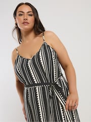 Yours Curve Black Beaded Cami Dress - Image 4 of 6