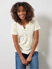 Amarillo - M&Co Short Sleeve 100% Cotton Henley Top - Imagen 3 de 5