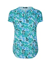 Yours Curve Blue Floral Burn Out Top - Image 5 of 5