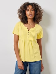 Amarillo claro - M&Co Short Sleeve 100% Cotton Henley Top - Imagen 2 de 5