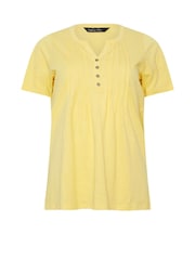 Amarillo claro - M&Co Short Sleeve 100% Cotton Henley Top - Imagen 5 de 5