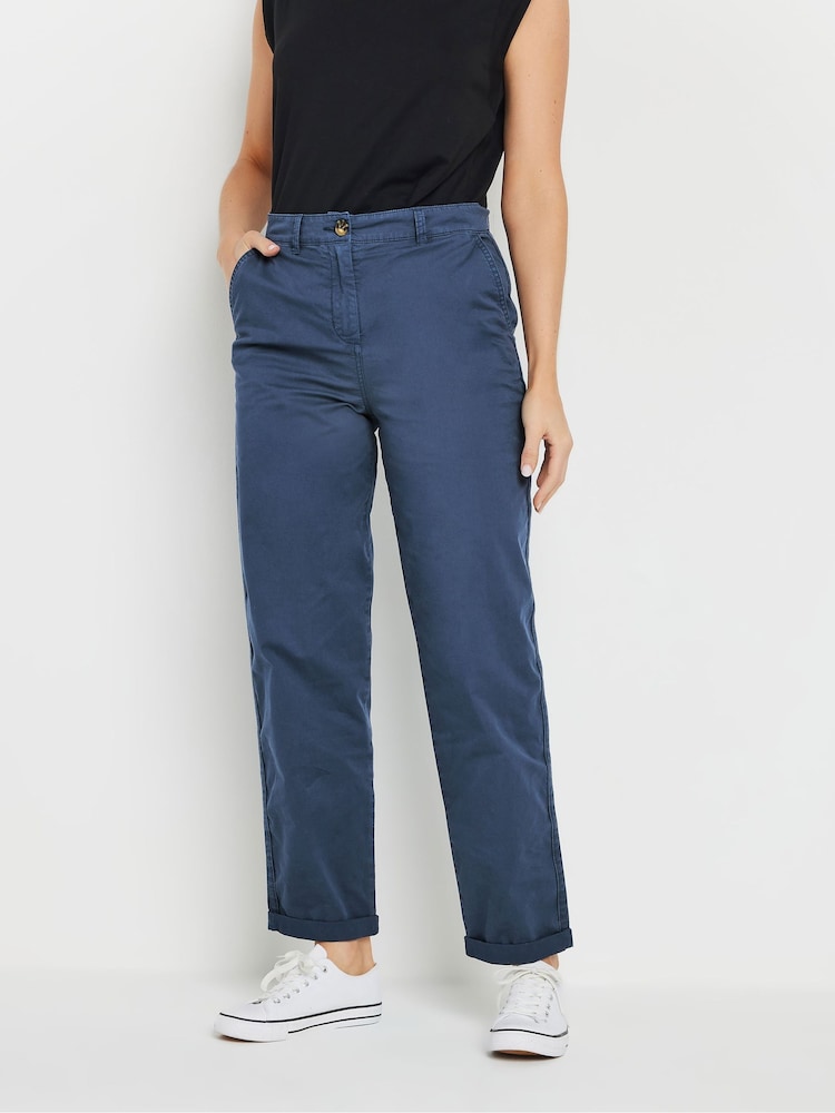 Long Tall Sally Blue Cotton Casual Chino Trousers - Image 2 of 5