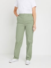 Long Tall Sally Sage Green Cotton Casual Chino Trousers - Image 2 of 5