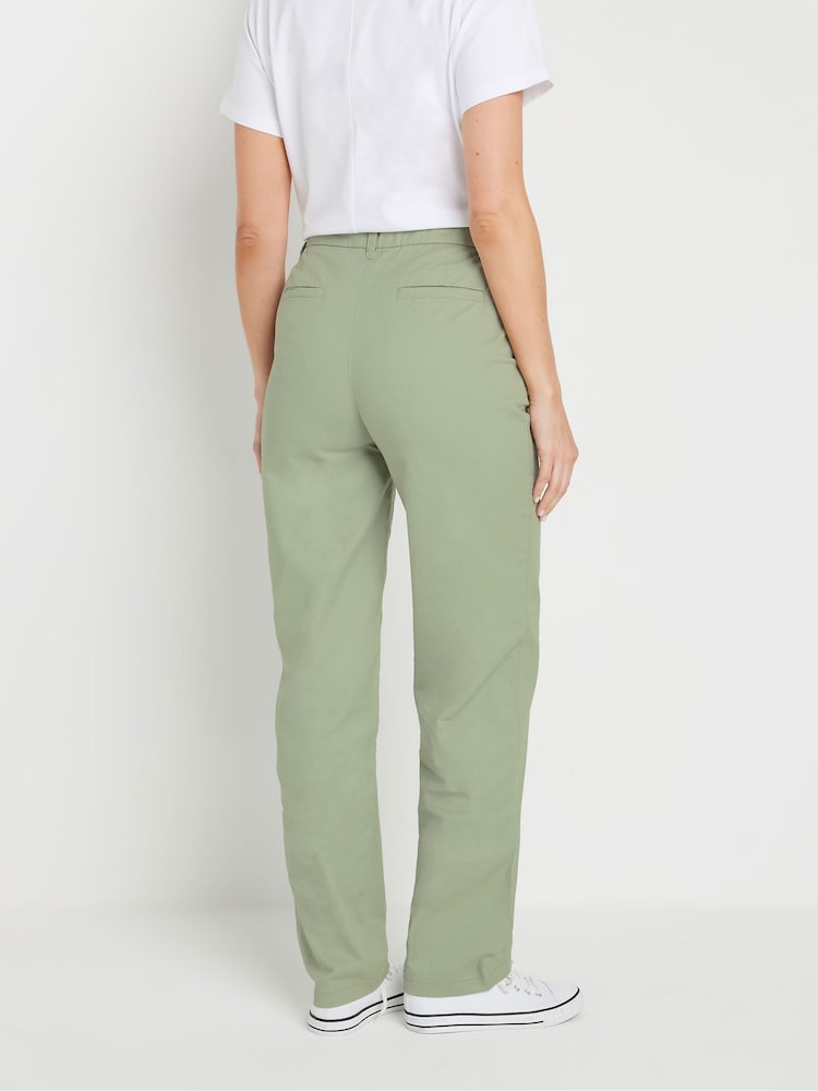 Long Tall Sally Sage Green Cotton Casual Chino Trousers - Image 3 of 5