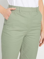 Long Tall Sally Sage Green Cotton Casual Chino Trousers - Image 4 of 5