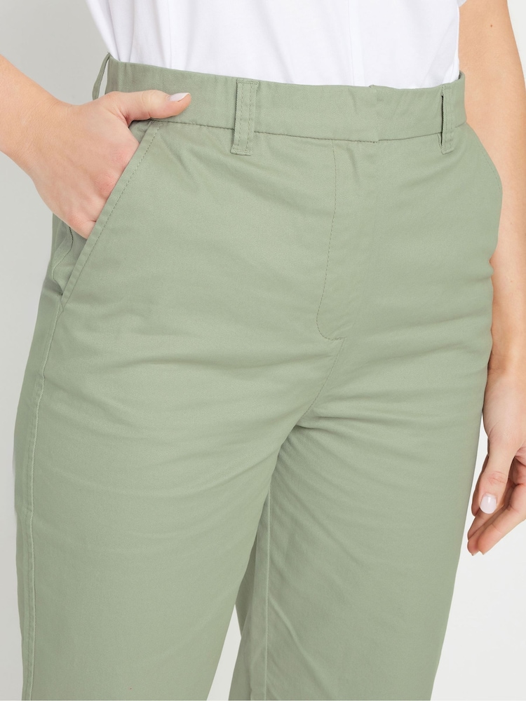 Long Tall Sally Sage Green Cotton Casual Chino Trousers - Image 4 of 5