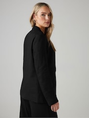 Long Tall Sally Black Textured Linen Blazer - Image 3 of 5