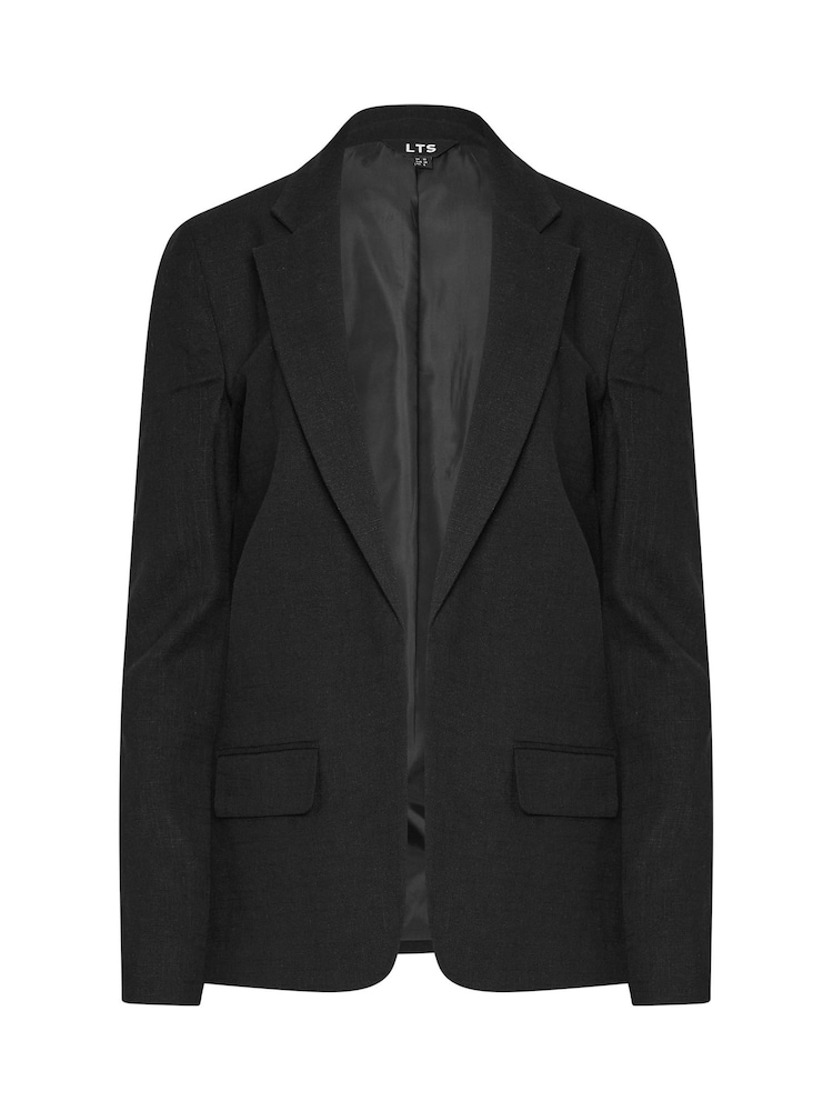 Long Tall Sally Black Textured Linen Blazer - Image 5 of 5