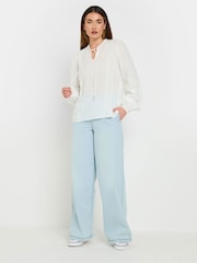 Long Tall Sally White Dobby Tie Neck 100% Cotton Blouse - Image 3 of 6