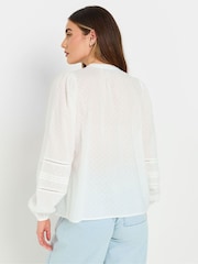 Long Tall Sally White Dobby Tie Neck 100% Cotton Blouse - Image 4 of 6