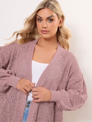 rožnata - Yours Curve Diamond Stitch Balloon Cardigan - Slika 4 iz 6