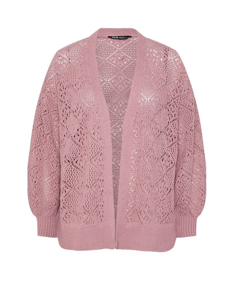 rožnata - Yours Curve Diamond Stitch Balloon Cardigan - Slika 6 iz 6