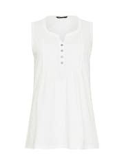 أبيض - Sleeveless 100% Cotton Henley Vest - صورة 5 من 5