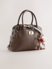 Chocolate Brown Mini Hand Held Bag with Charms - Image 1 of 5