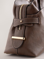 Chocolate Brown Mini Hand Held Bag with Charms - Image 4 of 5