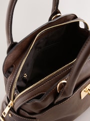 Chocolate Brown Mini Hand Held Bag with Charms - Image 5 of 5