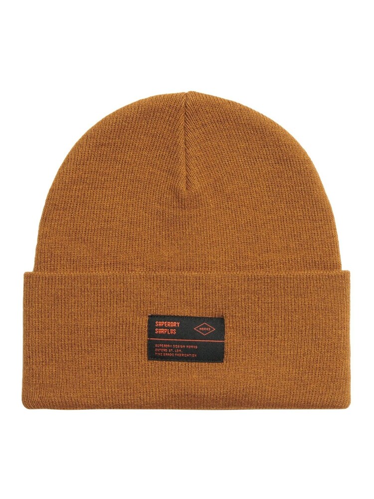 Superdry Brown Surplus Knitted Beanie Hat - Image 1 of 2 Superdry Brown Surplus Knitted Beanie Hat - Image 1 of 2