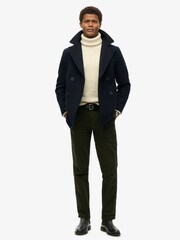 Superdry Blue Merchant Wool Pea Coat - Image 3 of 6