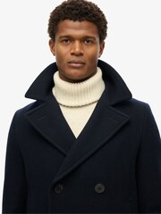 Superdry Blue Merchant Wool Pea Coat - Image 4 of 6