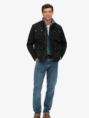 Superdry Black Merchant Wax Racer Jacket - Image 2 of 7