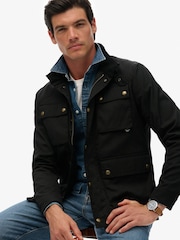 Superdry Black Merchant Wax Racer Jacket - Image 4 of 7