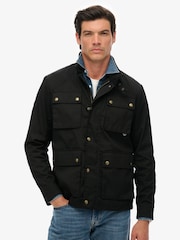 Superdry Black Merchant Wax Racer Jacket - Image 5 of 7