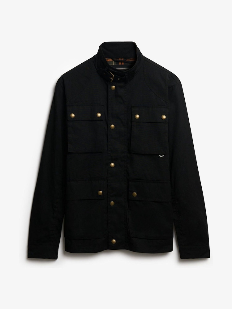 Superdry Black Merchant Wax Racer Jacket - Image 7 of 7 Superdry Black Merchant Wax Racer Jacket - Image 7 of 7