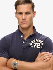 Superdry Blue Vintage Athletic 100% Cotton Polo Shirt - Image 2 of 5
