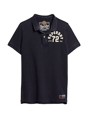 Superdry Blue Vintage Athletic 100% Cotton Polo Shirt - Image 3 of 5
