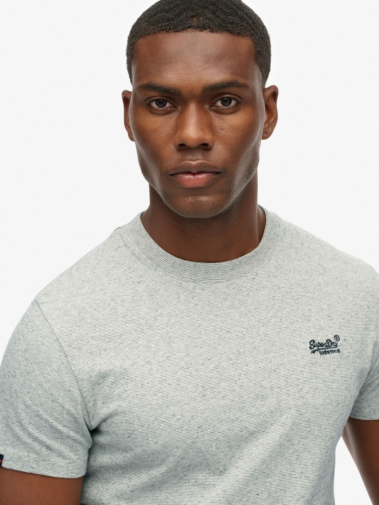 Superdry Grey Essential Short Sleeve Embroidered T-Shirt - Image 9 of 9