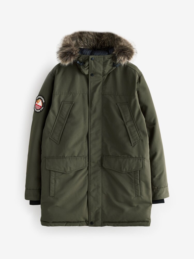 Superdry Green Everest Faux Parka Jacket - Image 1 of 1