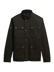 Superdry Green Merchant Wax Racer Jacket - Image 1 of 1