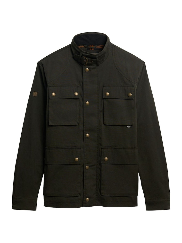Superdry Green Merchant Wax Racer Jacket - Image 1 of 1 Superdry Green Merchant Wax Racer Jacket - Image 1 of 1